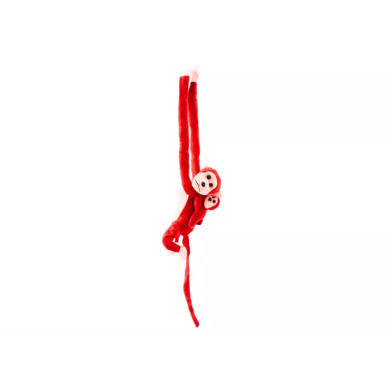LEAN TOYS mascotte pluchen aap met baby, rood 70 cm