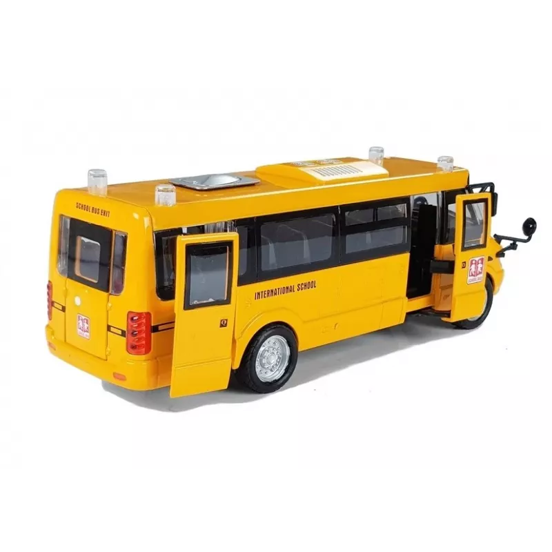 LEAN TOYS metalen schoolbus met wrijvingsaandrijving gietmodel