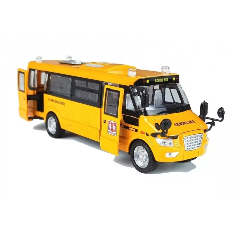 LEAN TOYS metalen schoolbus met wrijvingsaandrijving gietmodel