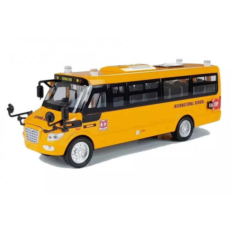 LEAN TOYS metalen schoolbus met wrijvingsaandrijving gietmodel