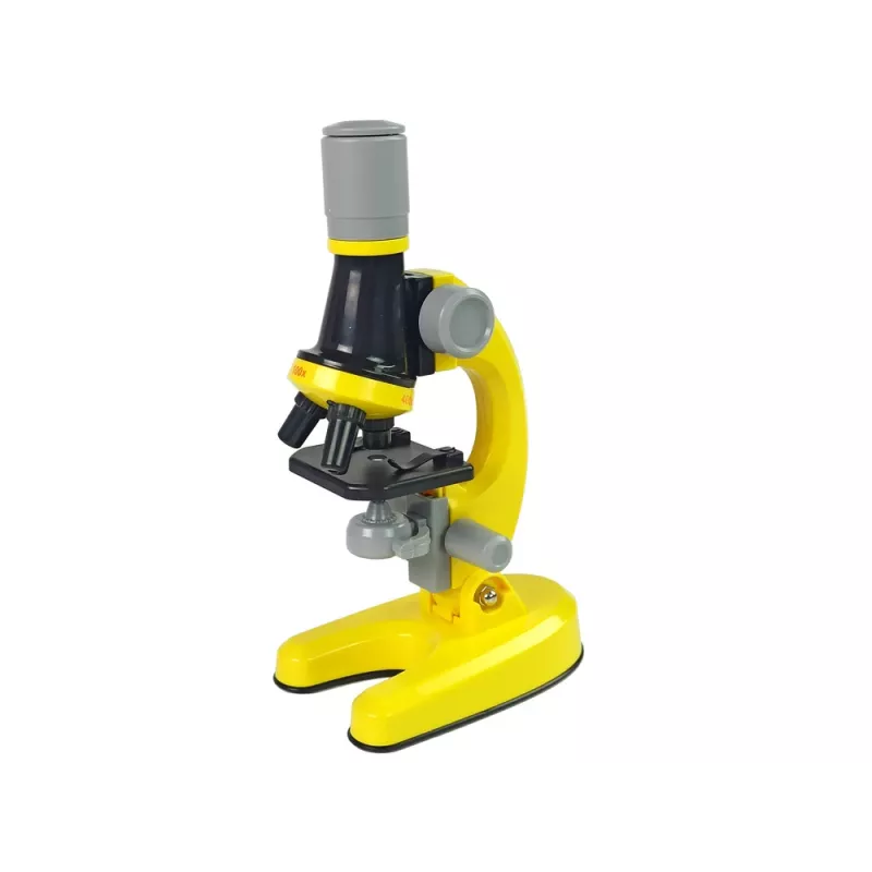 LEAN TOYS microscoop voor de wetenschapper educatieve set geel 100x 400x 1200x