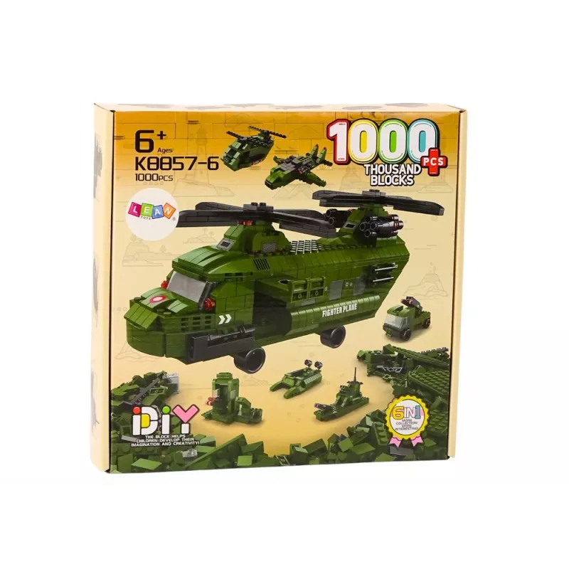 LEAN TOYS militaire helikopter bouwset militairgroen 1000 onderdelen
