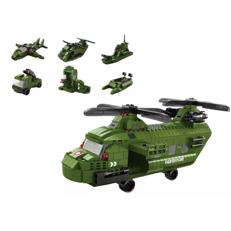LEAN TOYS militaire helikopter bouwset militairgroen 1000 onderdelen