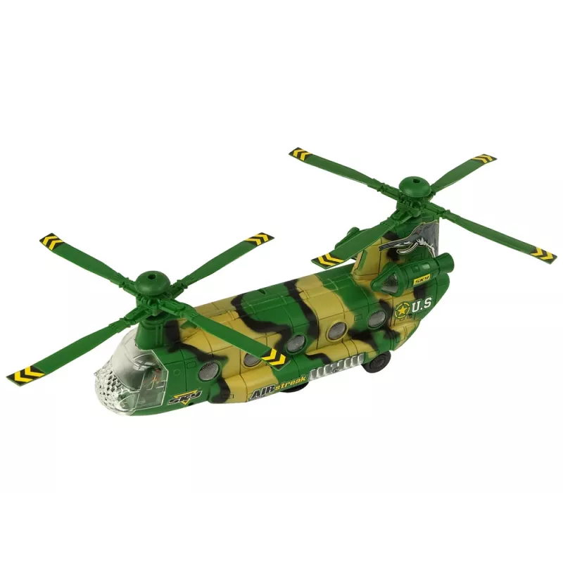 LEAN TOYS militaire helikopter met grote rotorbladen, lichten en geluid moro
