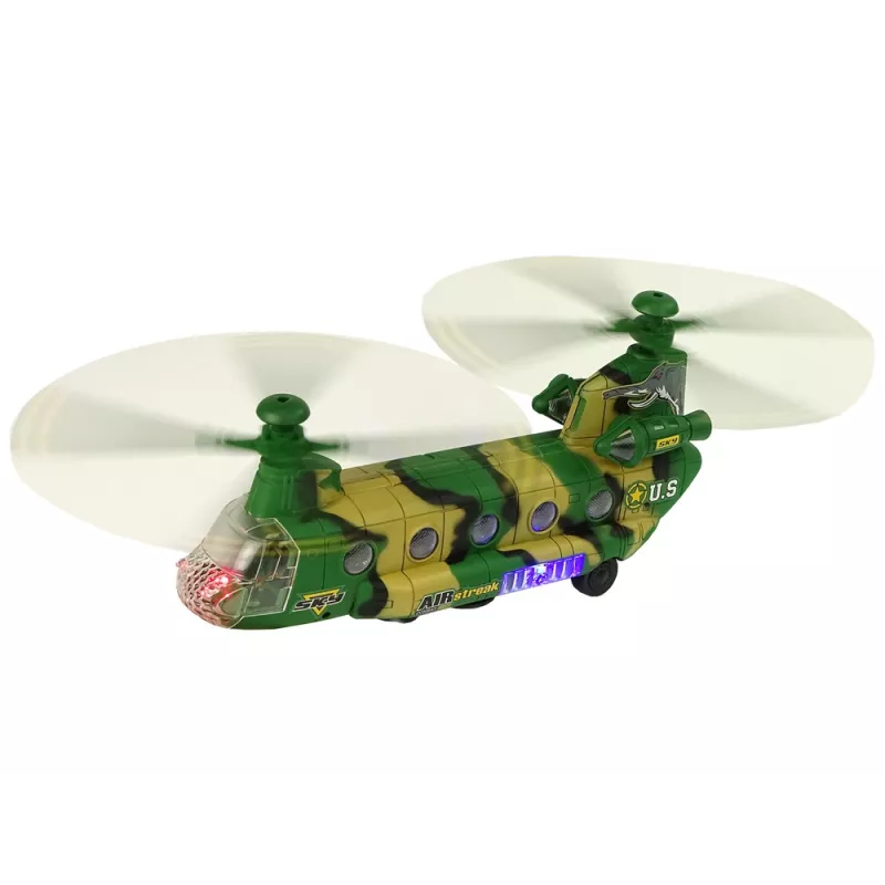 LEAN TOYS militaire helikopter met grote rotorbladen, lichten en geluid moro