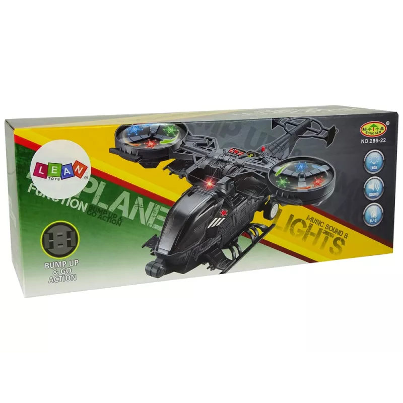 LEAN TOYS militaire helikopter met grote rotorbladen, lichten, geluid en rotatie