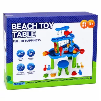 LEAN TOYS meertraps watertafel speelplaats met stoel, accessoires en vormen, 63 cm