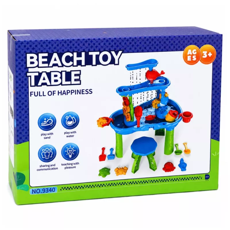 LEAN TOYS meertraps watertafel speelplaats met stoel, accessoires en vormen, 63 cm