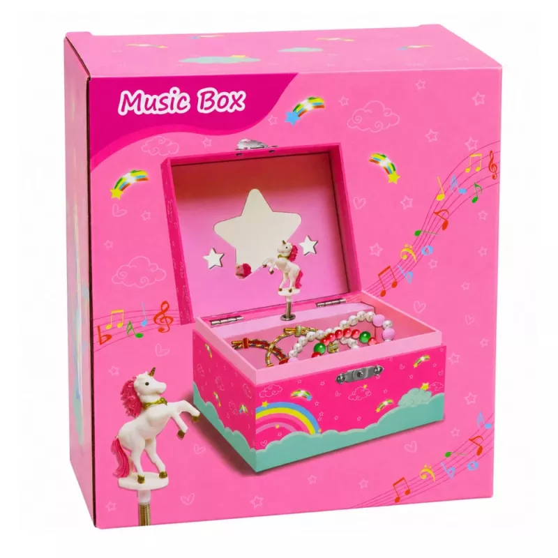 LEAN TOYS muziekdoos sieradendoos draaiende eenhoorn roze