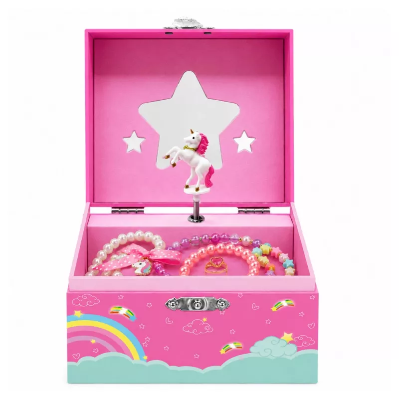 LEAN TOYS muziekdoos sieradendoos draaiende eenhoorn roze