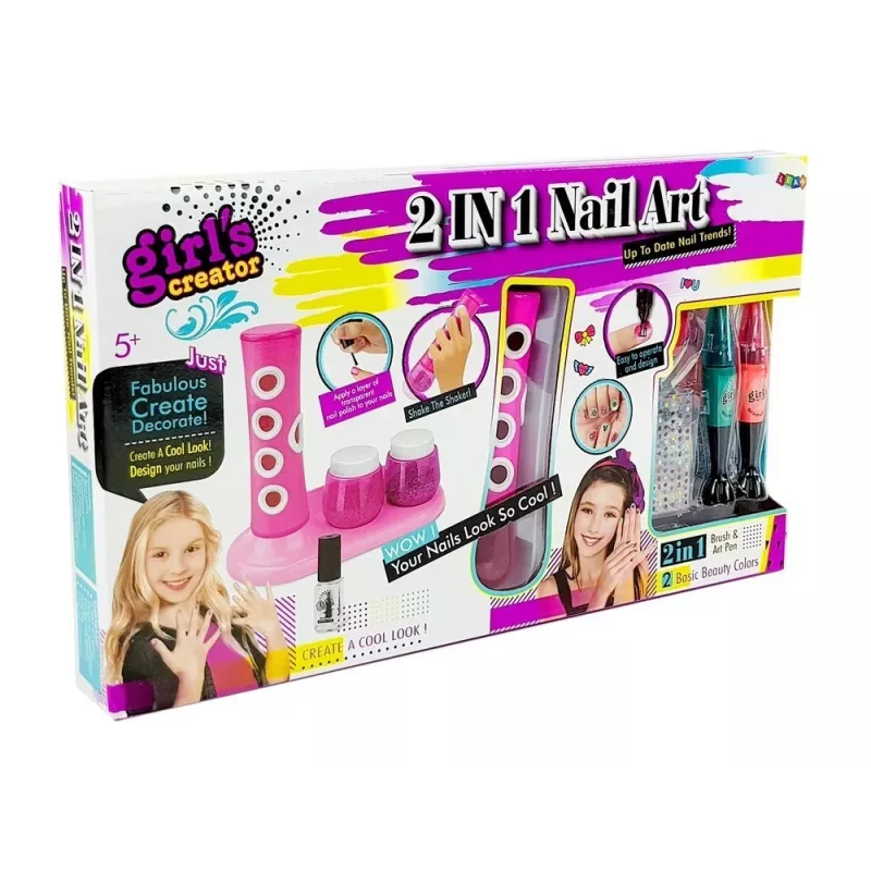 LEAN TOYS nagellakset met glitterdispenser en gekleurde stickers