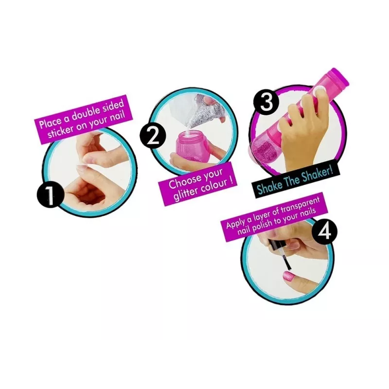 LEAN TOYS nagellakset met glitterdispenser en gekleurde stickers