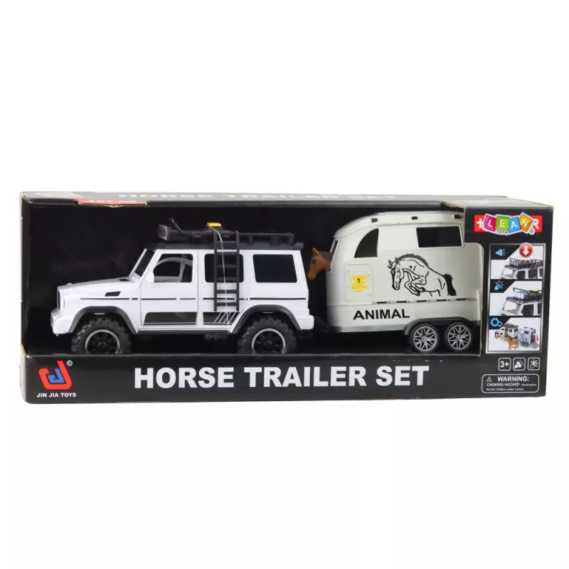 LEAN TOYS offroadvoertuig met paardentrailer, figuur, lichten en geluiden
