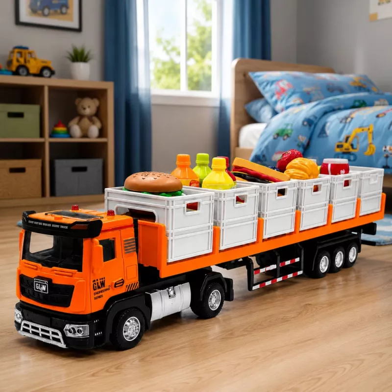 LEAN TOYS oranje voedseltransport-vrachtwagen 1:40 diecastmodel