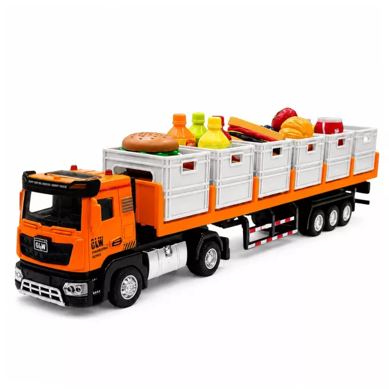 LEAN TOYS oranje voedseltransport-vrachtwagen 1:40 diecastmodel