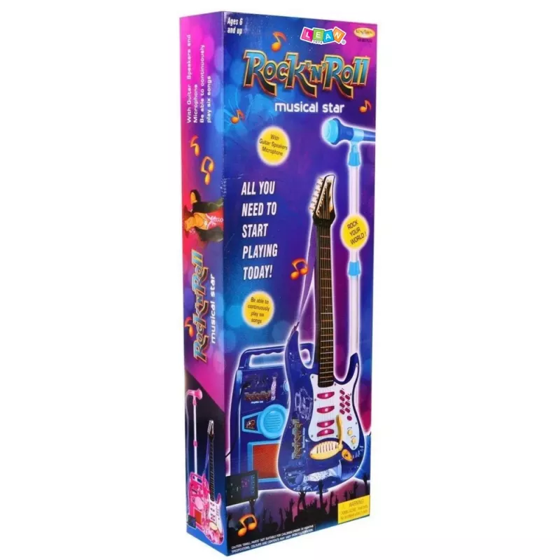 LEAN TOYS Roze elektrische gitaar met microfoon en versterker