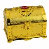 LEAN TOYS plastic schatkist voor kinderen met hangslot en 2 sleutels, goud versierd