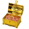 LEAN TOYS plastic schatkist voor kinderen met hangslot en 2 sleutels, goud versierd