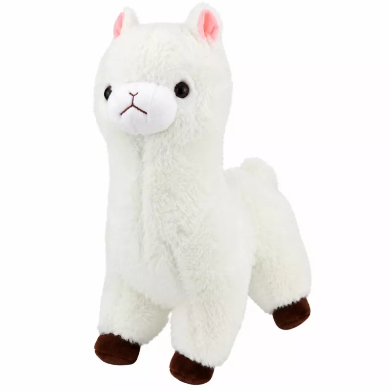 LEAN TOYS pluchen alpaca zachte witte vacht 28 cm