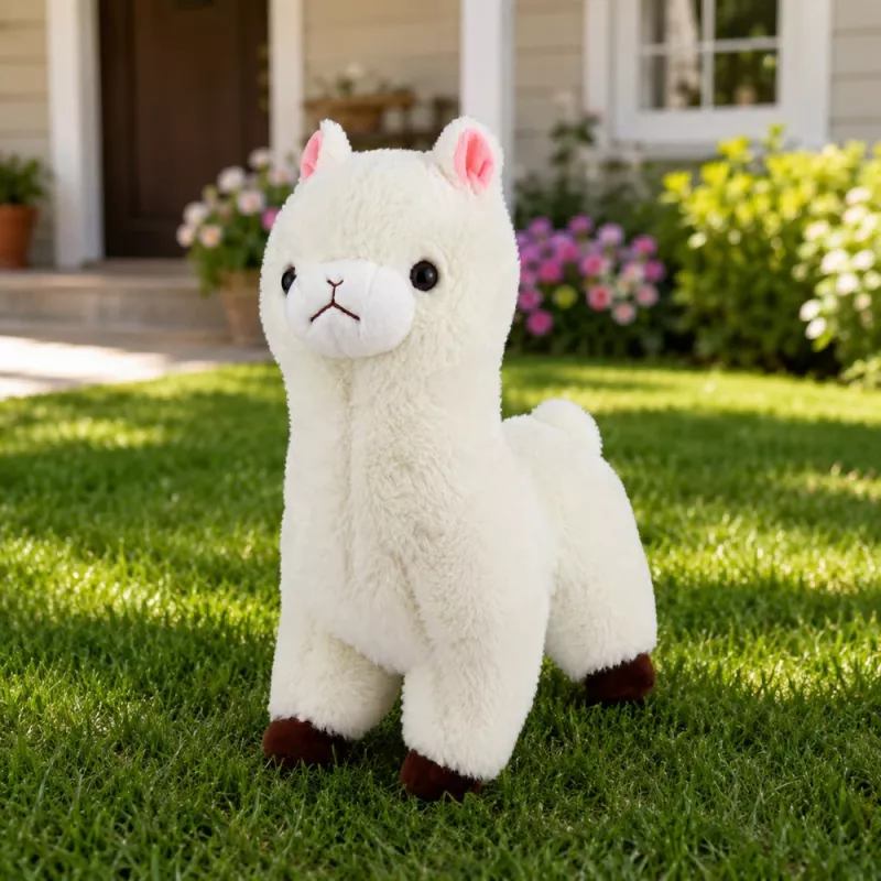 LEAN TOYS pluchen alpaca zachte witte vacht 28 cm