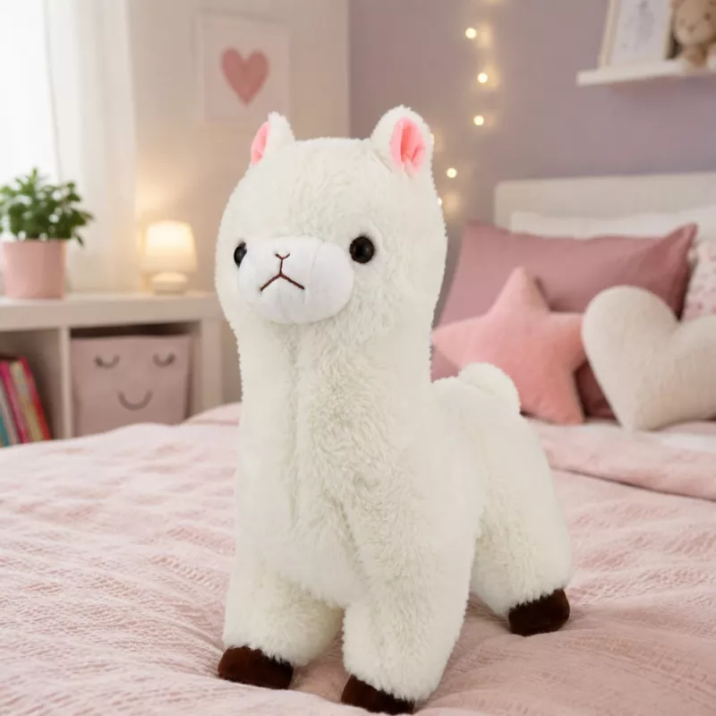 LEAN TOYS pluchen alpaca zachte witte vacht 28 cm