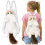 LEAN TOYS Pluchen kattenrugzak mascotte met verstelbare banden en siliconenpoten Wit 50cm