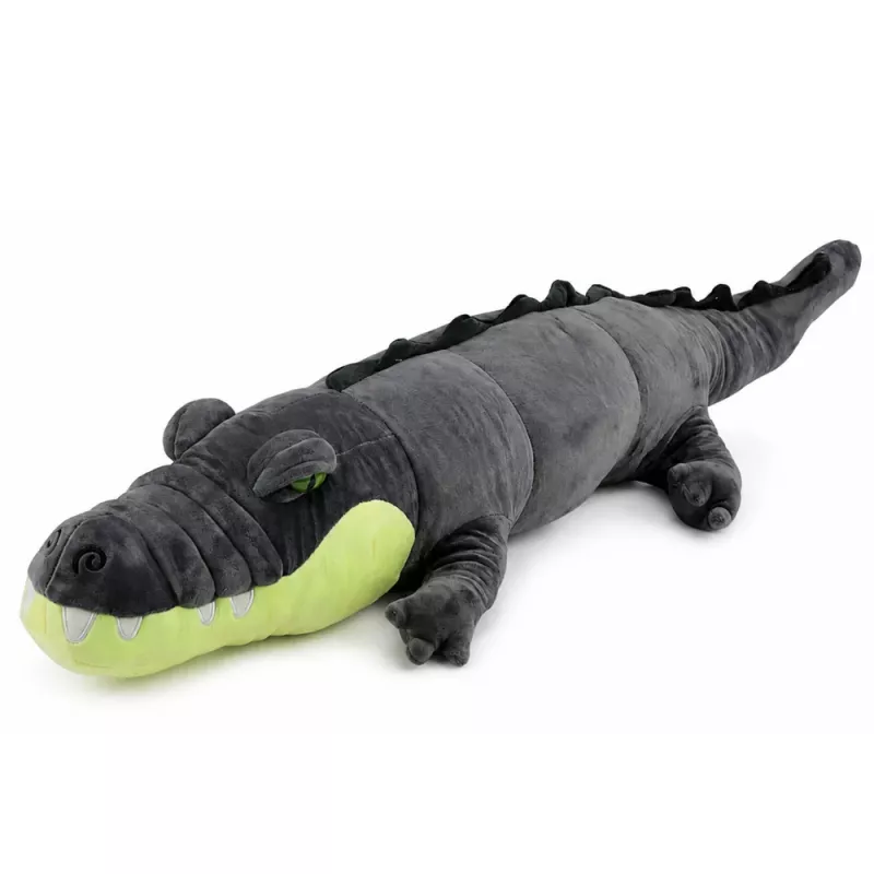 LEAN TOYS Pluchen krokodil mascotte knuffel - realistisch grijs, 90 cm