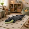LEAN TOYS Pluchen krokodil mascotte knuffel - realistisch grijs, 90 cm