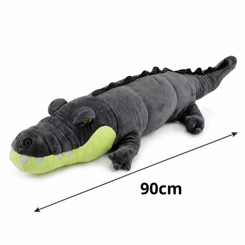 LEAN TOYS Pluchen krokodil mascotte knuffel - realistisch grijs, 90 cm