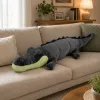 LEAN TOYS Pluchen krokodil mascotte knuffel - realistisch grijs, 90 cm