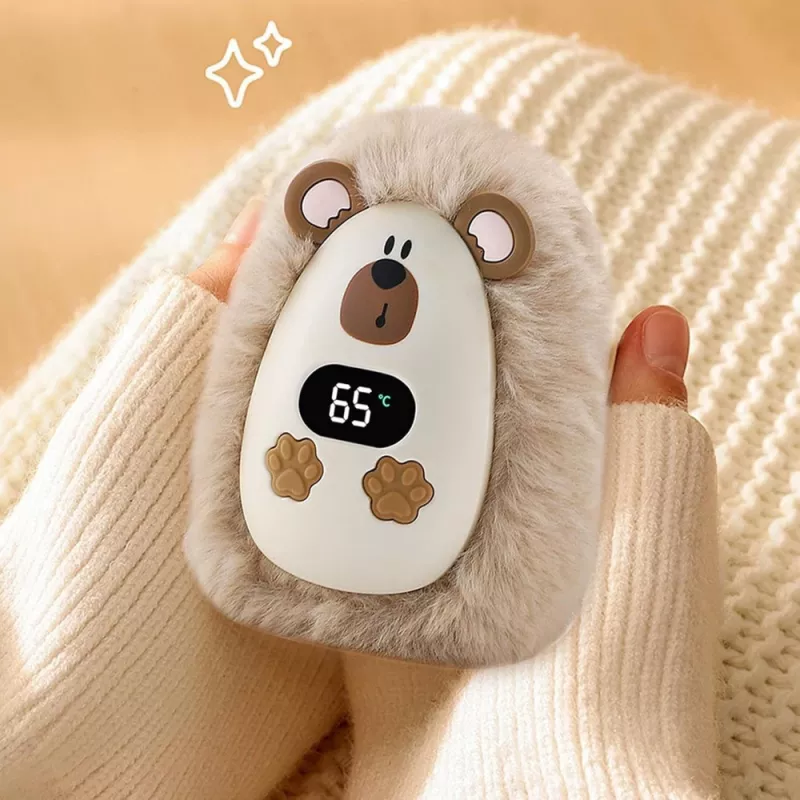 LEAN TOYS pluchen egel handwarmer oplaadbaar beige 45°C / 55°C / 65°C