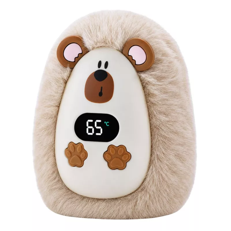 LEAN TOYS pluchen egel handwarmer oplaadbaar beige 45°C / 55°C / 65°C