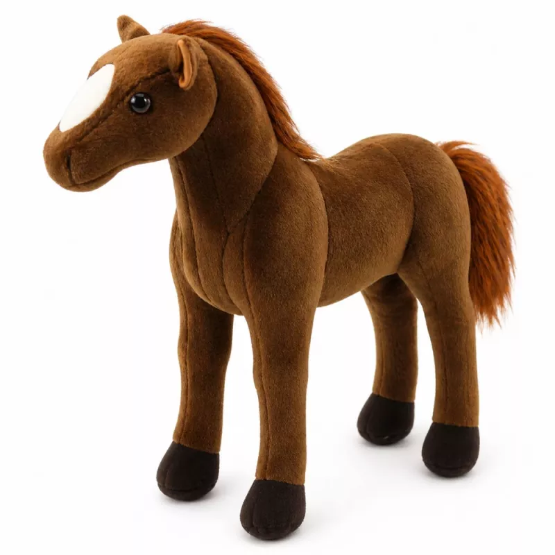 LEAN TOYS pluche paard knuffel donkerbruin 40cm x 37cm