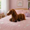 LEAN TOYS pluche paard knuffel donkerbruin 40cm x 37cm