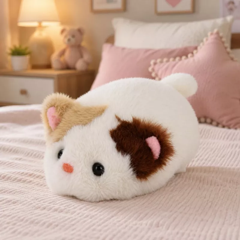 LEAN TOYS Pluchen katje mascotte Knuffeldier Zacht Klein Wit 16 cm
