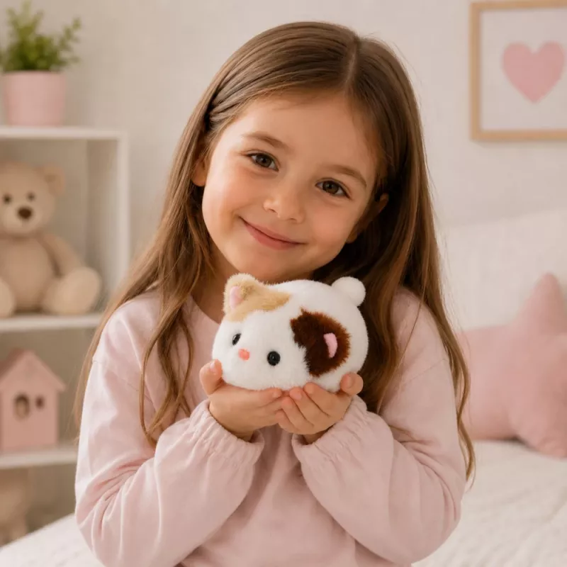 LEAN TOYS Pluchen katje mascotte Knuffeldier Zacht Klein Wit 16 cm