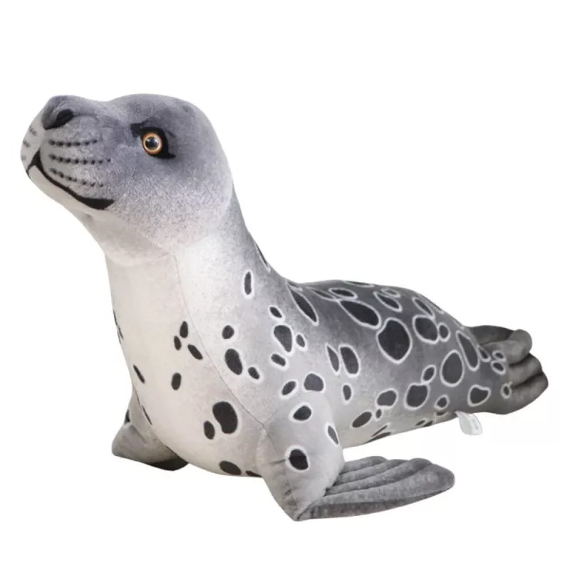 LEAN TOYS Pluche mascotte knuffeldier robbe grijs 37cm