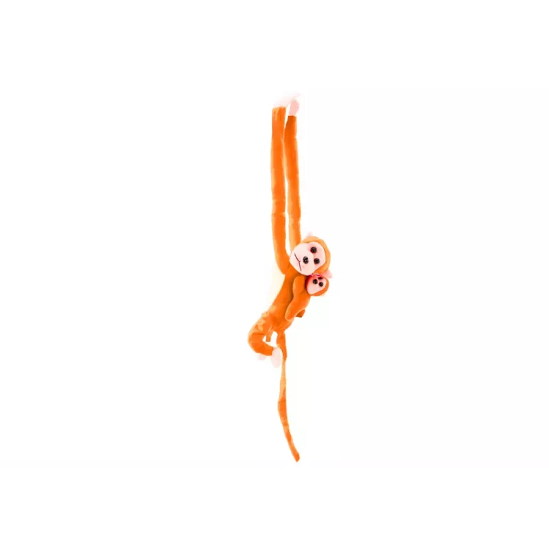 LEAN TOYS pluchen aap met babymascotte, oranje met geluid 70 cm