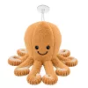 LEAN TOYS pluchen octopus knuffel met zuignap beige 16 cm