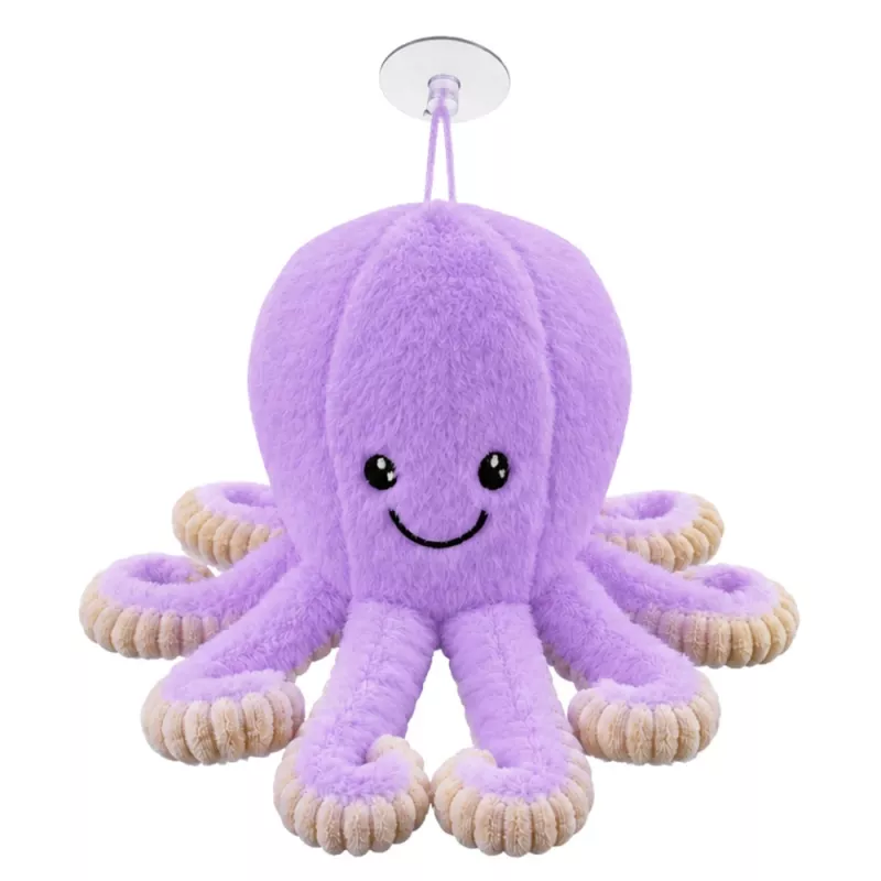 LEAN TOYS pluche octopus speelgoed met zuignap, paars, 16 cm
