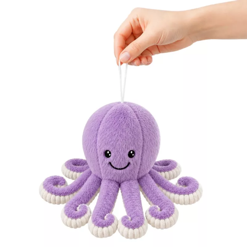 LEAN TOYS pluche octopus speelgoed met zuignap, paars, 16 cm