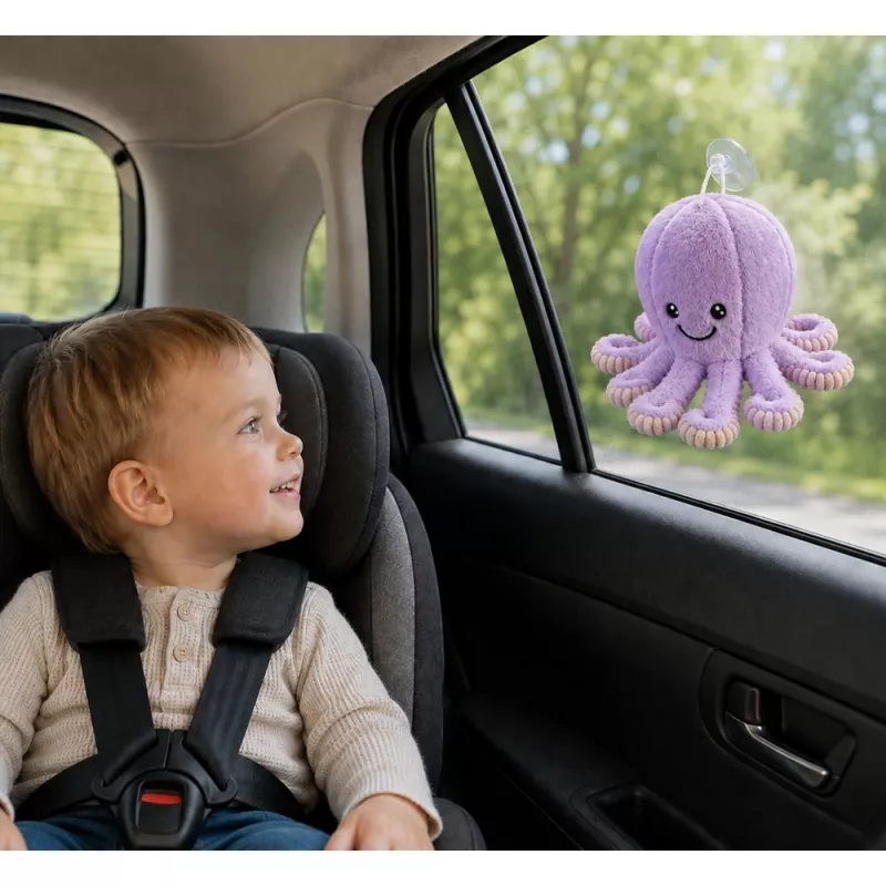 LEAN TOYS pluche octopus speelgoed met zuignap, paars, 16 cm