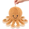 LEAN TOYS pluche octopus met elastische tentakels, beige 50 cm – zacht knuffeldier