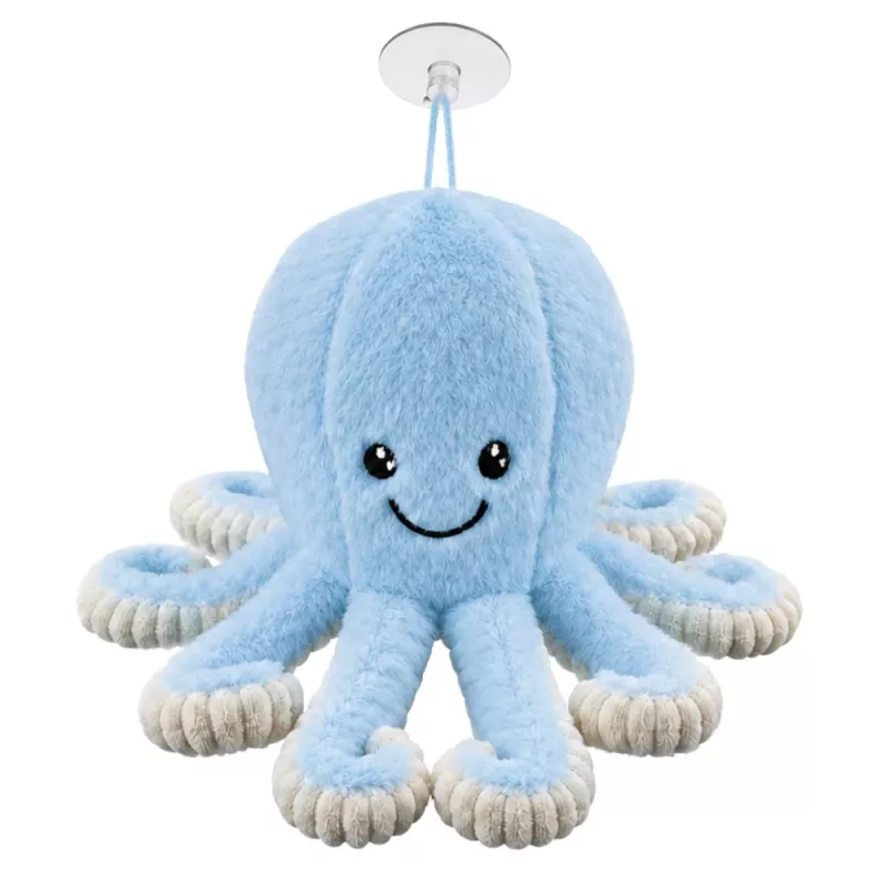 LEAN TOYS Pluchen Octopus met Zuignap, Blauw, 16 cm