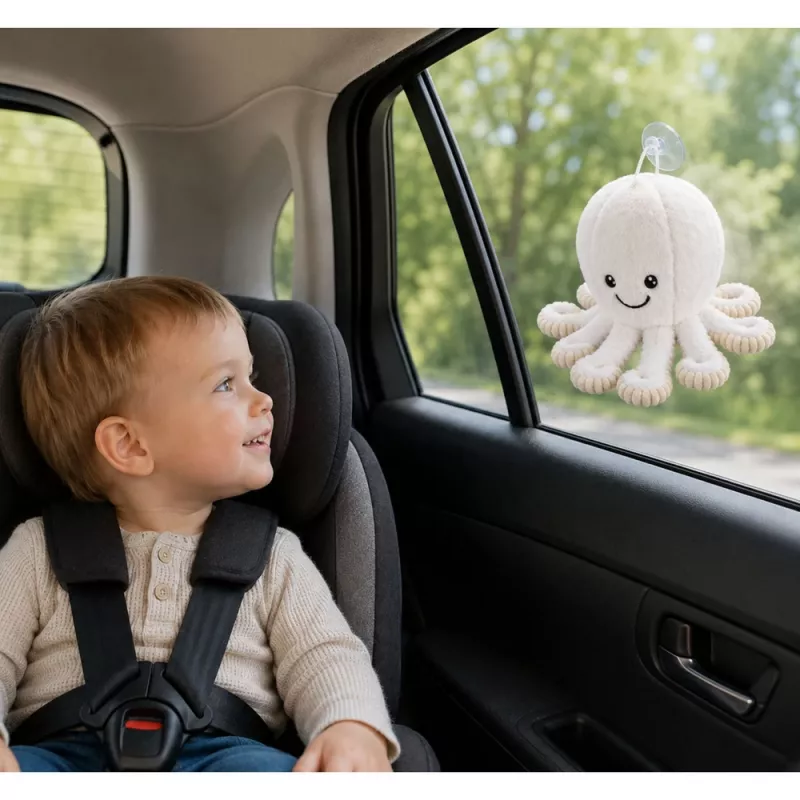 LEAN TOYS Pluchen Octopus met Zuignap, Wit, 16 cm – Zachte zeebewoner metgezel
