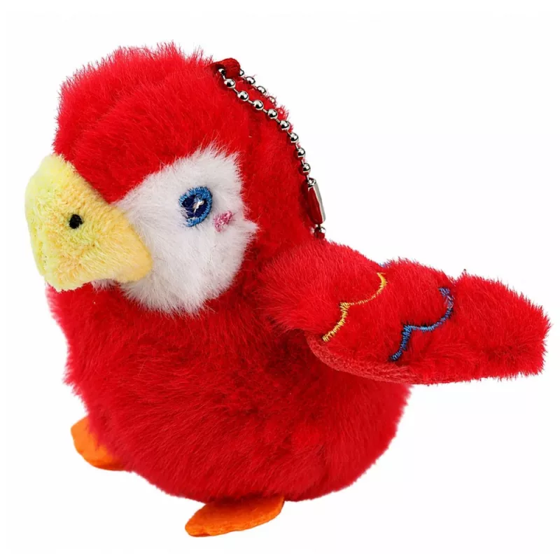 LEAN TOYS pluchen papegaai sleutelhanger rood 9 cm