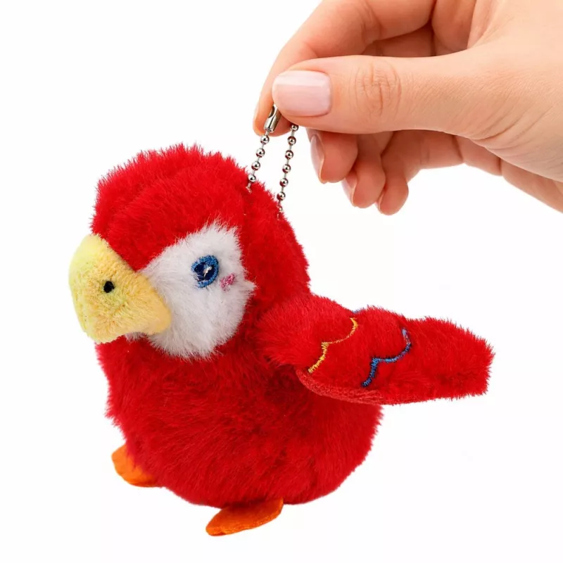 LEAN TOYS pluchen papegaai sleutelhanger rood 9 cm