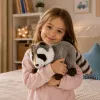 LEAN TOYS pluchen wasbeer mascotte – realistisch zachte knuffel, grijs 45 cm