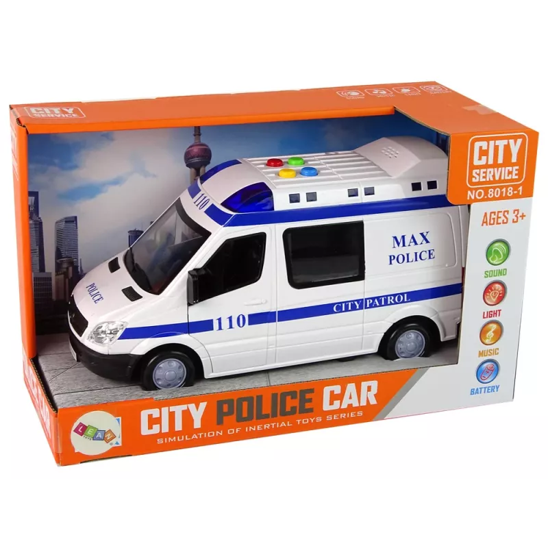 LEAN TOYS Politieauto met frictieaandrijving, geluid en licht