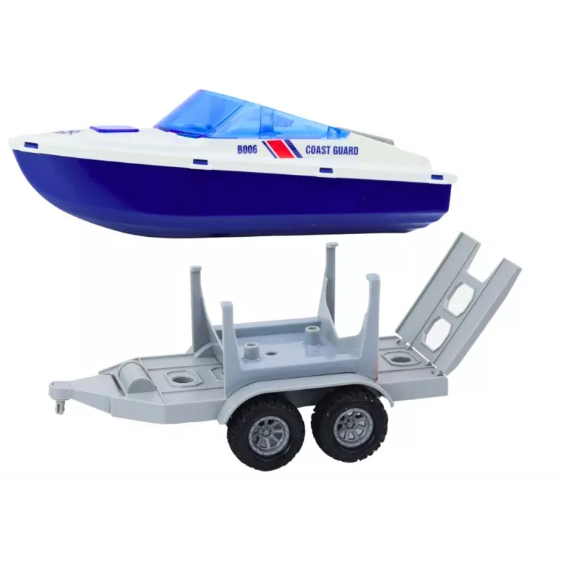LEAN TOYS politiequad met aanhanger en motorboot